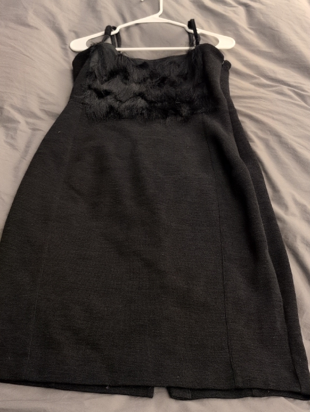 Banana Republic Black Sleeveless Dress with Faux Fur Accent Size 14